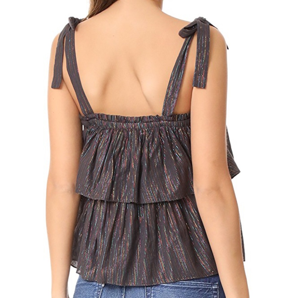 Rebecca Taylor Metallic Lurex Rainbow Stripe Top - Picture 3 of 8